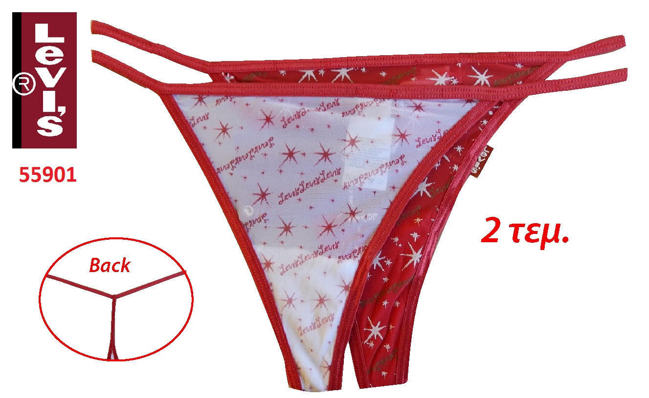 55901-G-String LEVIS Ημι-διαφανές 2 Tεμ.