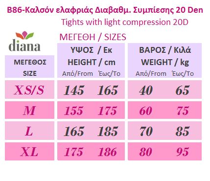 B86 - Καλσόν ελαφριάς Διαβαθμισμένης Συμπίεσης 20 Den