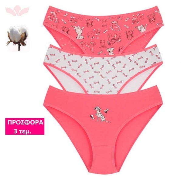 5011370 slip bambakero xromata 1 5011370 - Γυναικείο Βαμβακερό Σλιπ σε σχέδια -3 τεμ