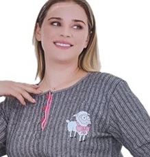 507004 - Γυναικεία βαμβακερή πυτζάμα σε 3XL, 4XL Γκρί ρίγα