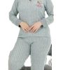 507015 - Γυναικεία βαμβακερή πυτζάμα σε 3XL, 4XL μέντα