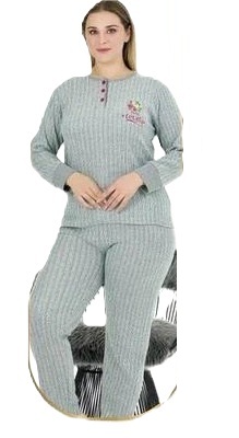 507015 - Γυναικεία βαμβακερή πυτζάμα σε 3XL, 4XL μέντα